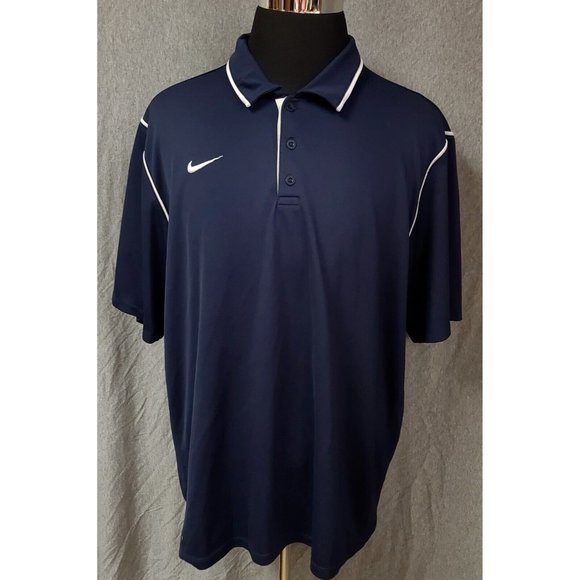 Nike Dri Fit XXL Dark Blue Short Sleeve Stretch 3 Button Pullover Polo Shirt - Picture 1 of 12